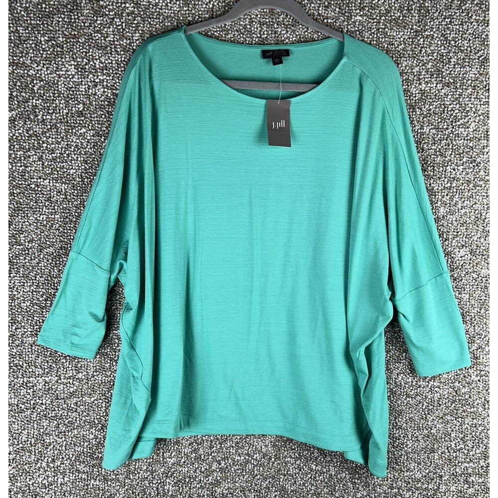 J. Jill Wearever Slub-Knit Dolman 3/4 Sleeves Top Size Medium Petite Mint Julep
